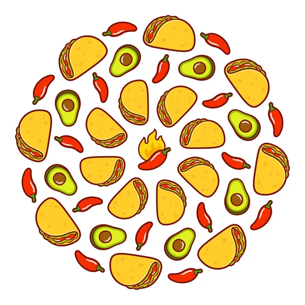 Ilustración mexicana de alimentos . — Vector de stock