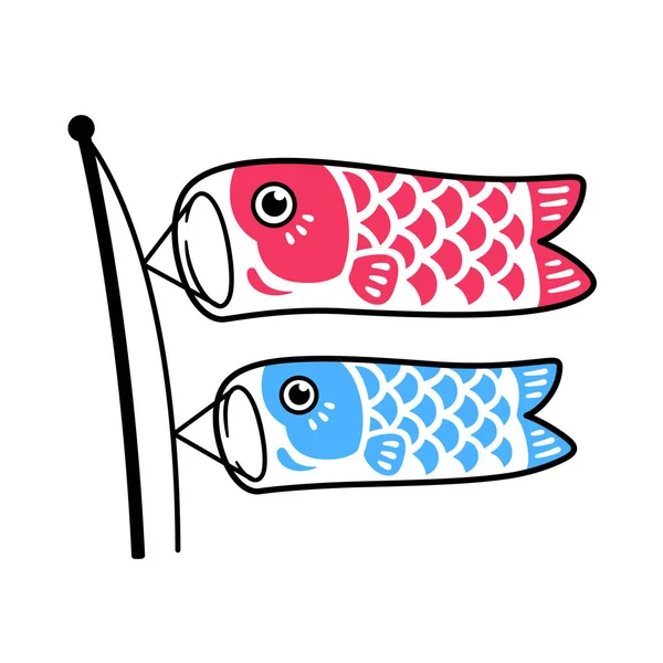 鯉のぼり魚旗 — ストックベクタ