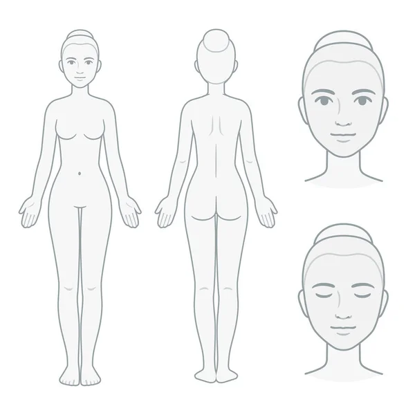 女性身体和面部图 — 图库矢量图片