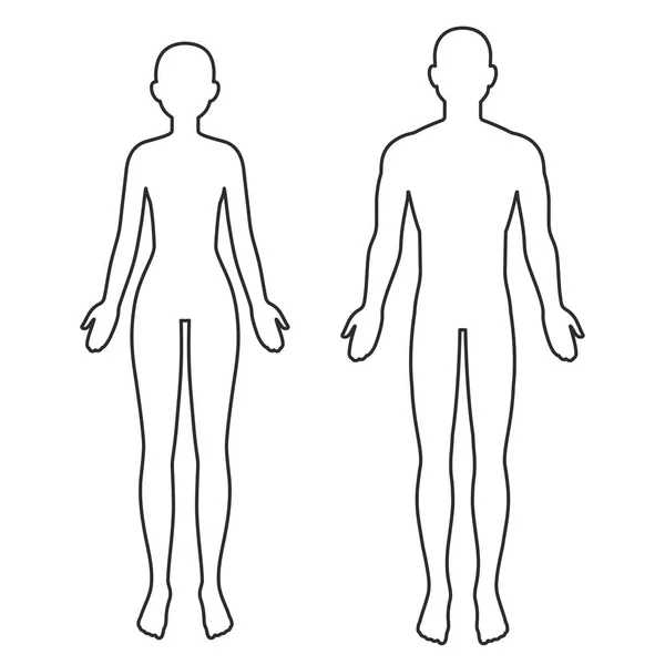 남성과 여성의 몸 윤곽 — 스톡 벡터