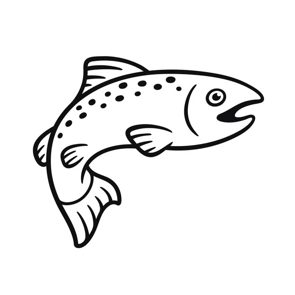 Disegno di salmone bianco e nero — Vettoriale Stock