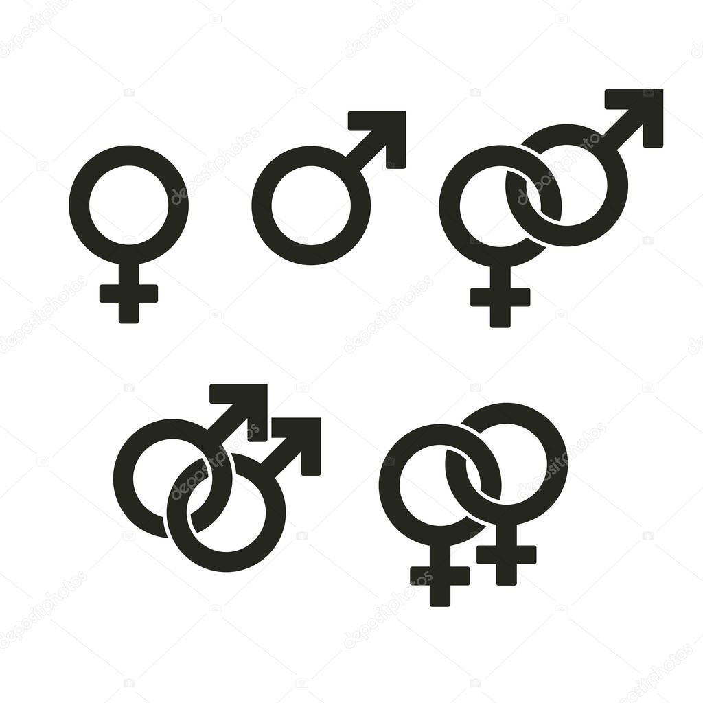 Gender symbols in pride rainbow colors