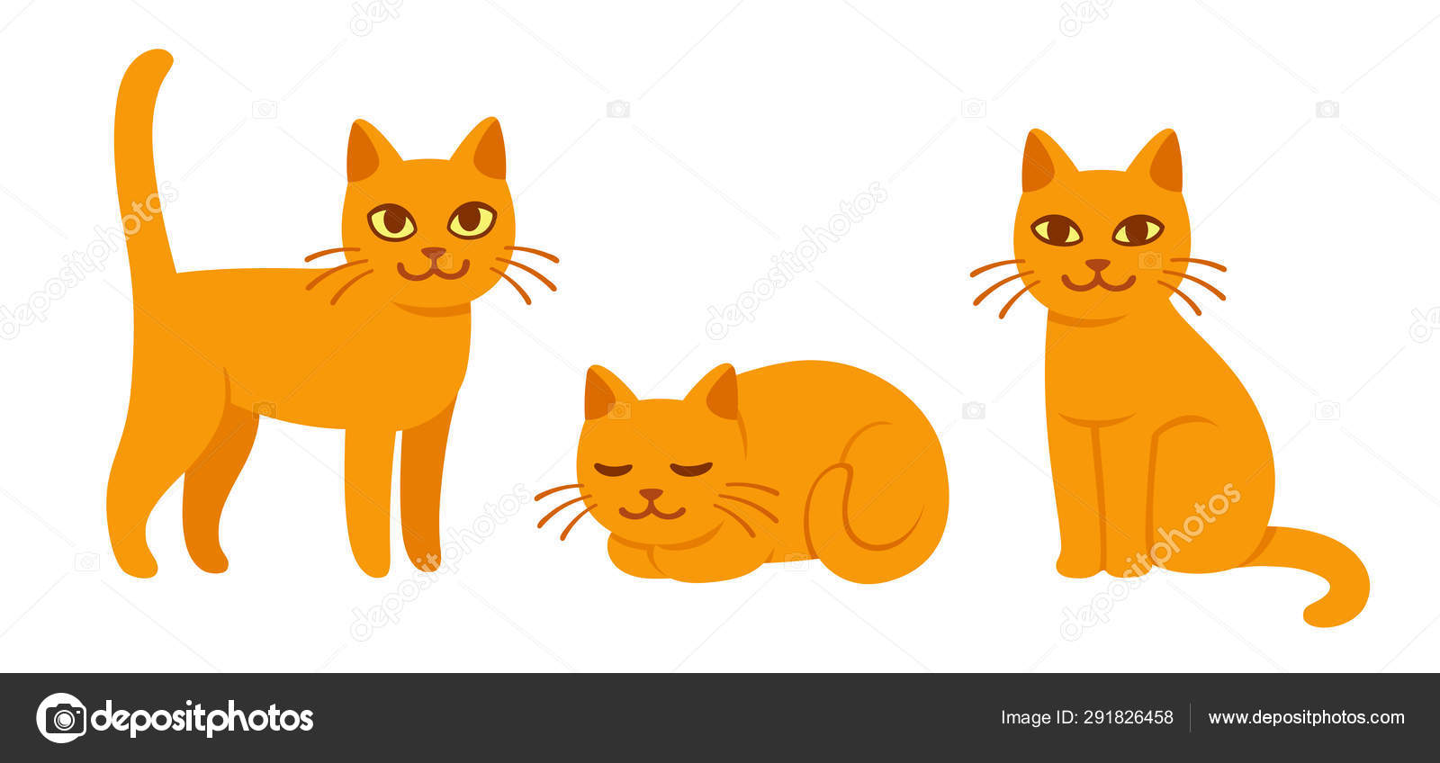 Conjunto Vetores Gatos Fofos Desenhos Animados Gato Gatinho Personagens  Coleção imagem vetorial de Denis08131.mail.ru© 583445456