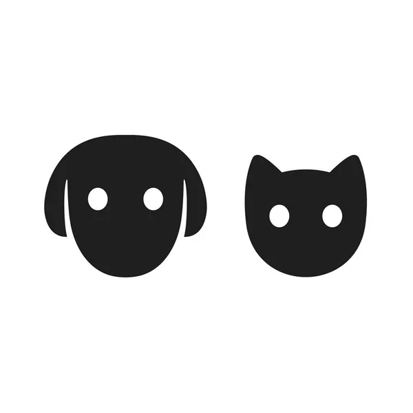 Ícone de cabeça de gato e cão — Vetor de Stock