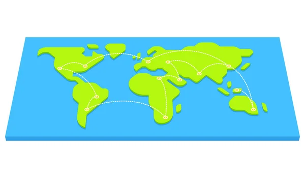 Mappa del mondo con rotte aeree — Vettoriale Stock