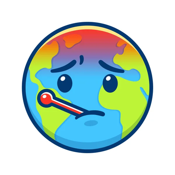 Cartoon Erde mit Thermometer, globale Erwärmung — Stockvektor