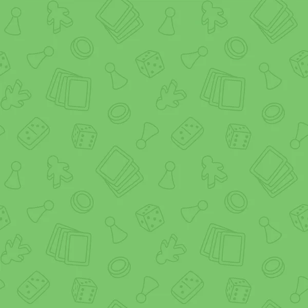 Настільна Гра Тематичний Безшовний Візерунок Зелений Фон Мультиплікаційними Ігровими Фігурами — стоковий вектор
