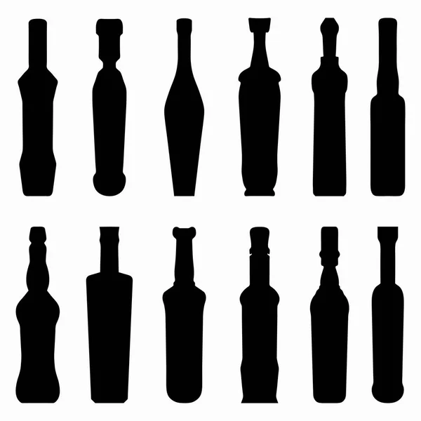 Black Bottles Glassware Collection Symbols — Stock Photo, Image