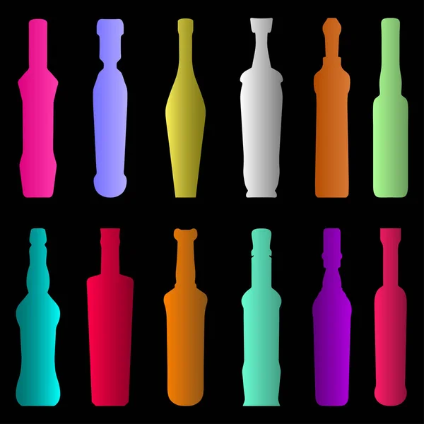 Colored Bottles Glassware Collection Symbols — Stock Photo, Image