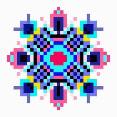 Küçük piksel beyaz bir arka plan üzerinde Mandala