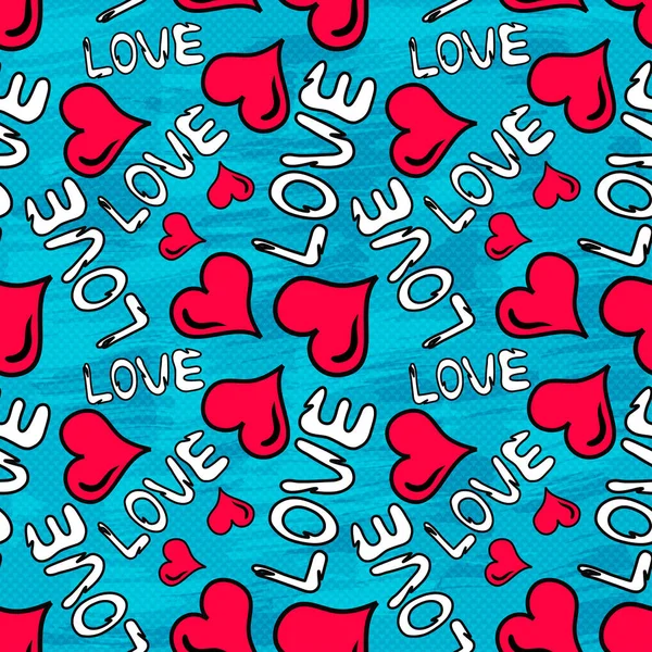 Graffiti Ilustracja Bezszwowe Tło Valentine Day Grunge Tekstury — Zdjęcie stockowe