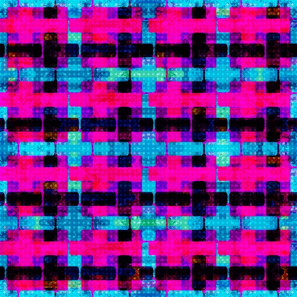 Psychedelické Růžová Modrá Černá Mnohoúhelníky Geometrická Pozadí Grunge Efekt — Stock fotografie
