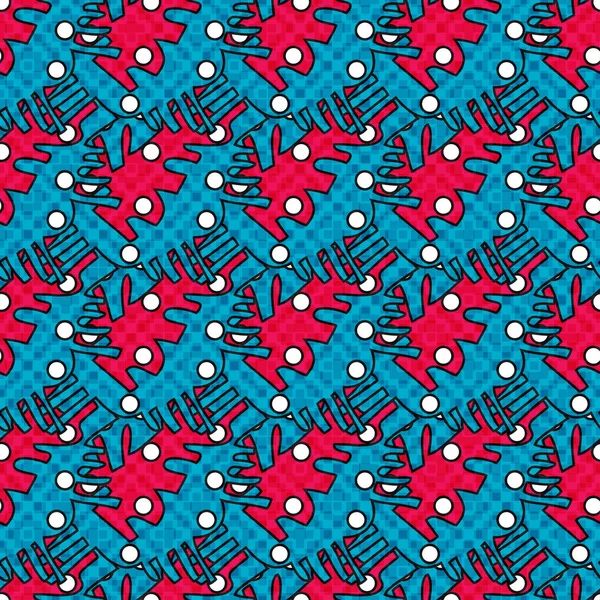 Rood Blauw Abstract Objecten Mooie Naadloze Patroon Illustratie — Stockfoto