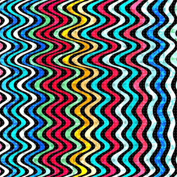 Líneas Onduladas Colores Sobre Fondo Negro Fondo Geométrico Abstracto Ilustración — Foto de Stock