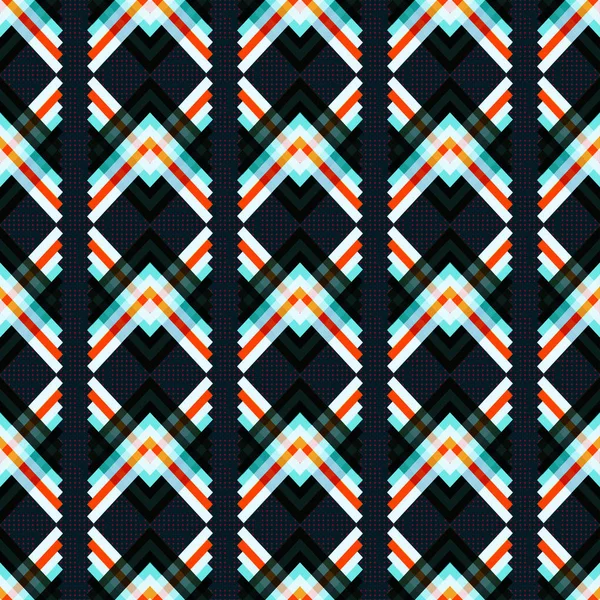 Abstract Geometric Psychedelic Seamless Pattern Black Background — Stock Photo, Image
