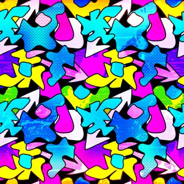 Bir siyah arka plan Psychedelic kesintisiz geometrik desen grafiti