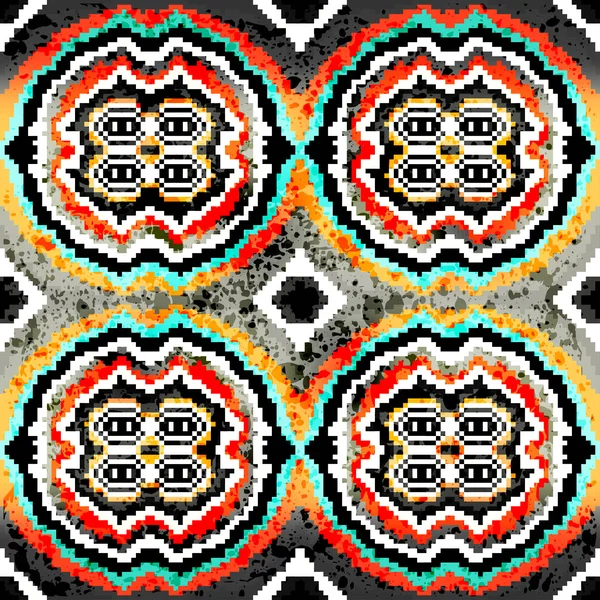 Pixels Coloridos Estilo Retro Tribal Vintage Sem Costura Padrão — Fotografia de Stock
