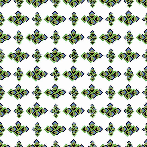 白地に緑シームレスの幾何学模様 — ストック写真