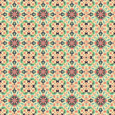 abstract objects on a light background in retro style seamless pattern illustration