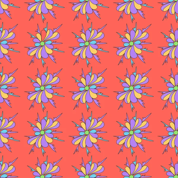 Abstrakte Schöne Blumen Auf Rosa Hintergrund Nahtlose Musterillustration — Stockfoto