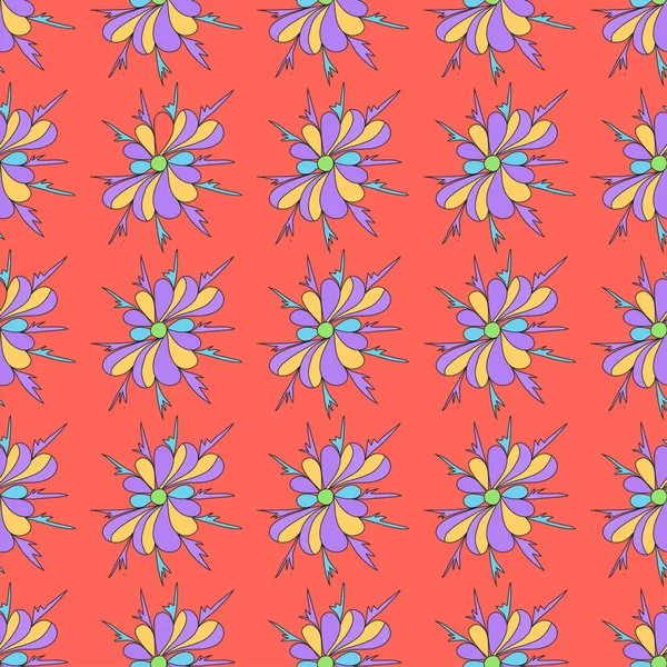 Flores Hermosas Abstractas Sobre Fondo Rosa Ilustración Patrón Sin Costuras — Foto de Stock