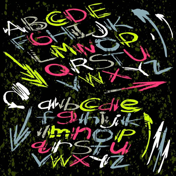 Alphabet Fuente Estilo Graffiti Sobre Fondo Oscuro — Foto de Stock