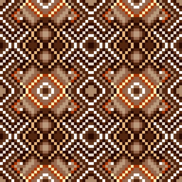 レトロなスタイル部族ヴィンテージ シームレス パターンの色付きピクセル — ストック写真