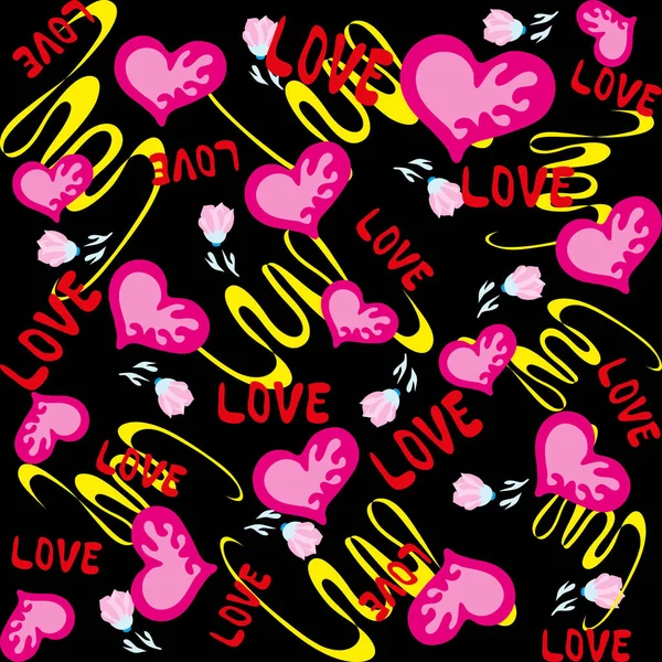 Lines Hearts Black Background Valentine Day — Stock Photo, Image