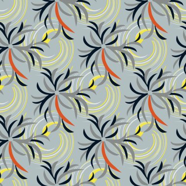 gri arka plan seamless modeli tasarımınız için soyut çiçekler