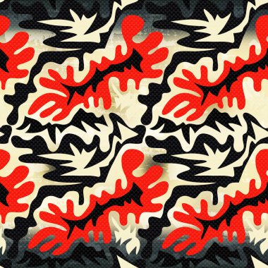 grafiti turuncu parlak geometrik seamless modeli