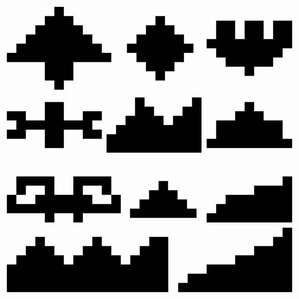 Pixel Μονόχρωμη Αφηρημένα Σύμβολα Ένα Λευκό Φόντο Εικόνα — Φωτογραφία Αρχείου