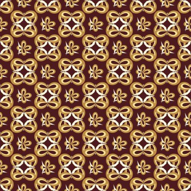 Abstract seamless pattern in retro style on the brown background