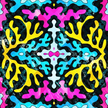 siyah bir arka plan üzerinde renkli grafiti soyut desen