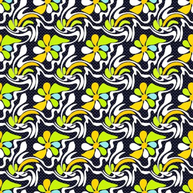 bir siyah arka plan seamless modeli grafiti soyut çiçekler