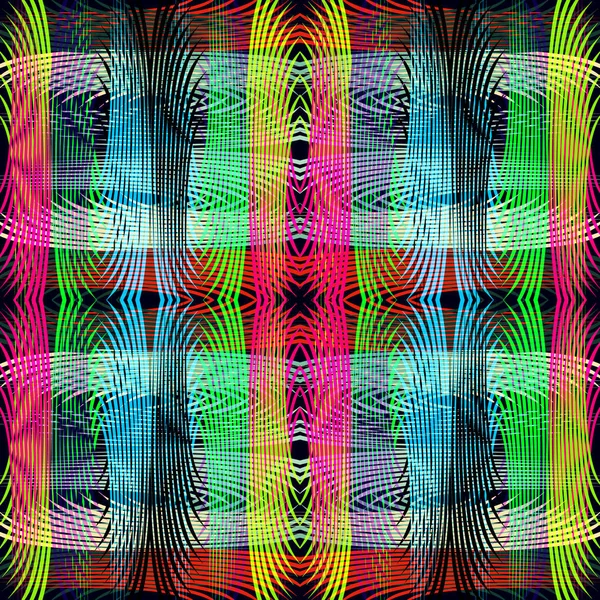 Dunne lijnen gekleurd abstract geometrisch patroon — Stockvector