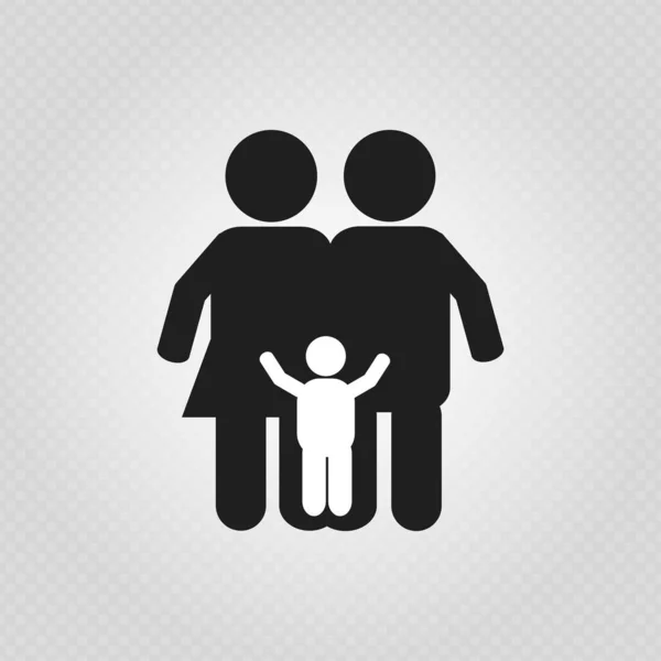 Man woman and child monochrome symbol — Stock Photo, Image