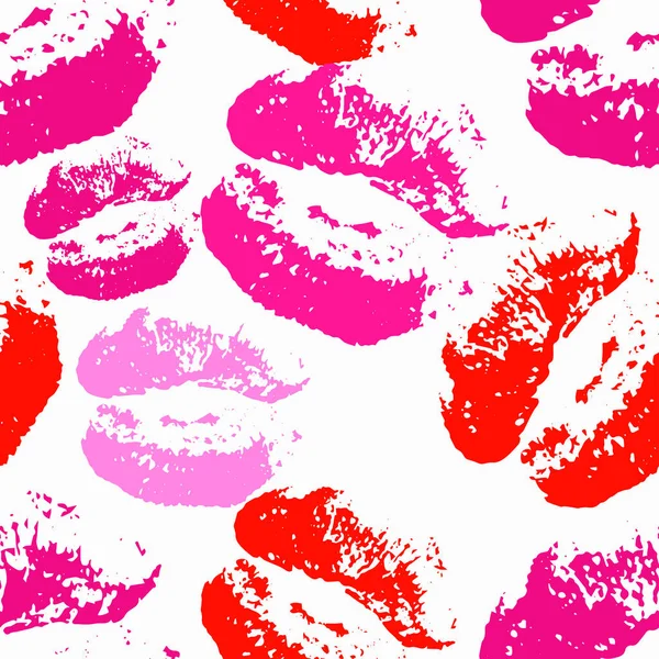 Red and pink lips on a white background seamless pattern — Stock Photo, Image