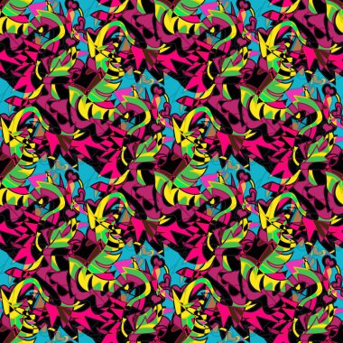 Tasarım için Graffiti tarzı kaliteli illüstrasyon parlak soyut geometrik Dikişsiz desen