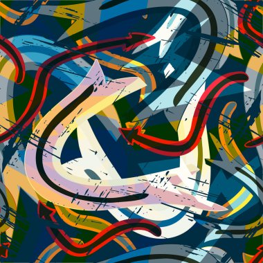 Tasarım için Graffiti tarzı kaliteli illüstrasyon parlak soyut geometrik desen