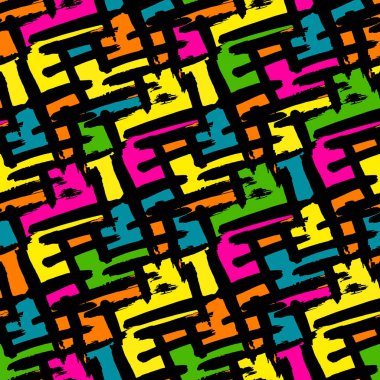 Tasarım için Graffiti tarzı kaliteli illüstrasyon parlak soyut geometrik Dikişsiz desen