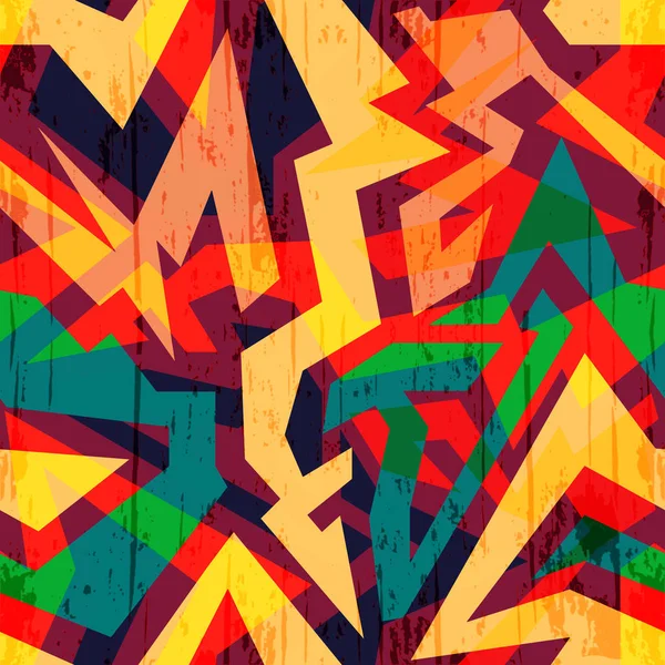 Ljusa abstrakta geometriska sömlösa mönster i graffiti stil. Kvalitet vektorillustration för din design — Stock vektor