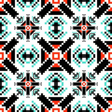 geometrik arka plan Dikişsiz desen illüstrasyon renkli küçük piksel