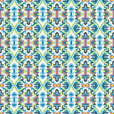 geometrik arka plan Dikişsiz desen illüstrasyon renkli küçük piksel