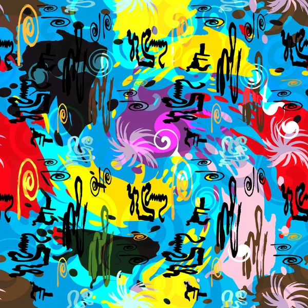 Motif Ethnique Colorabstrait Dans Style Graffiti Avec Des Éléments Style — Image vectorielle