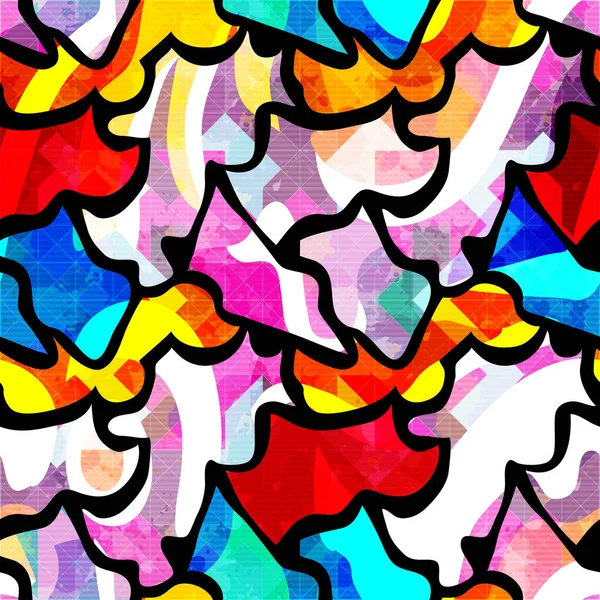 Цвет Абстрактный Этнический Бесшовный Узор Стиле Граффити Элементами Городского Современного — стоковый вектор