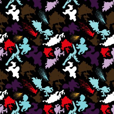 renk soyut etnik desen graffiti stilinde kusursuz desen kent modern stil elementleri tasarımınız için parlak kalite illüstrasyon