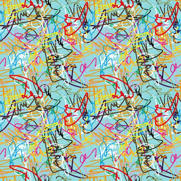 Кольоровий Абстрактний Етнічний Безшовний Візерунок Стилі Графіті Елементами Міського Сучасного — стоковий вектор