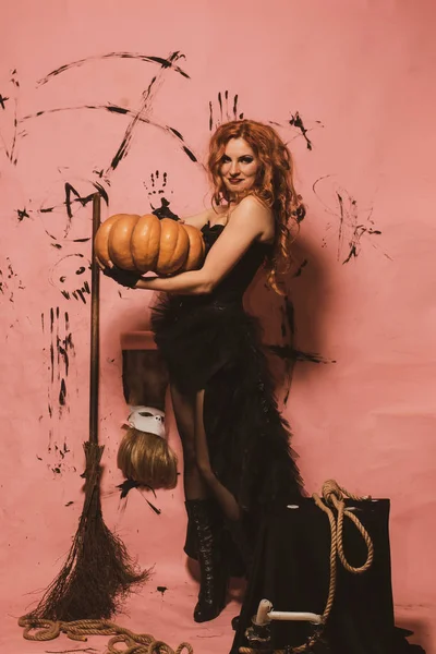 Czarownica Dyni Halloween — Zdjęcie stockowe