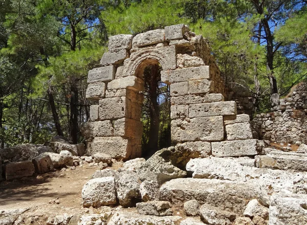 Steen Ruïnes Van Oude Romeinse Architectuur Phaselis Provincie Antalya Turkije — Stockfoto