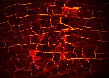 Dünya'nın yüzeyinde ateşli çatlaklar.